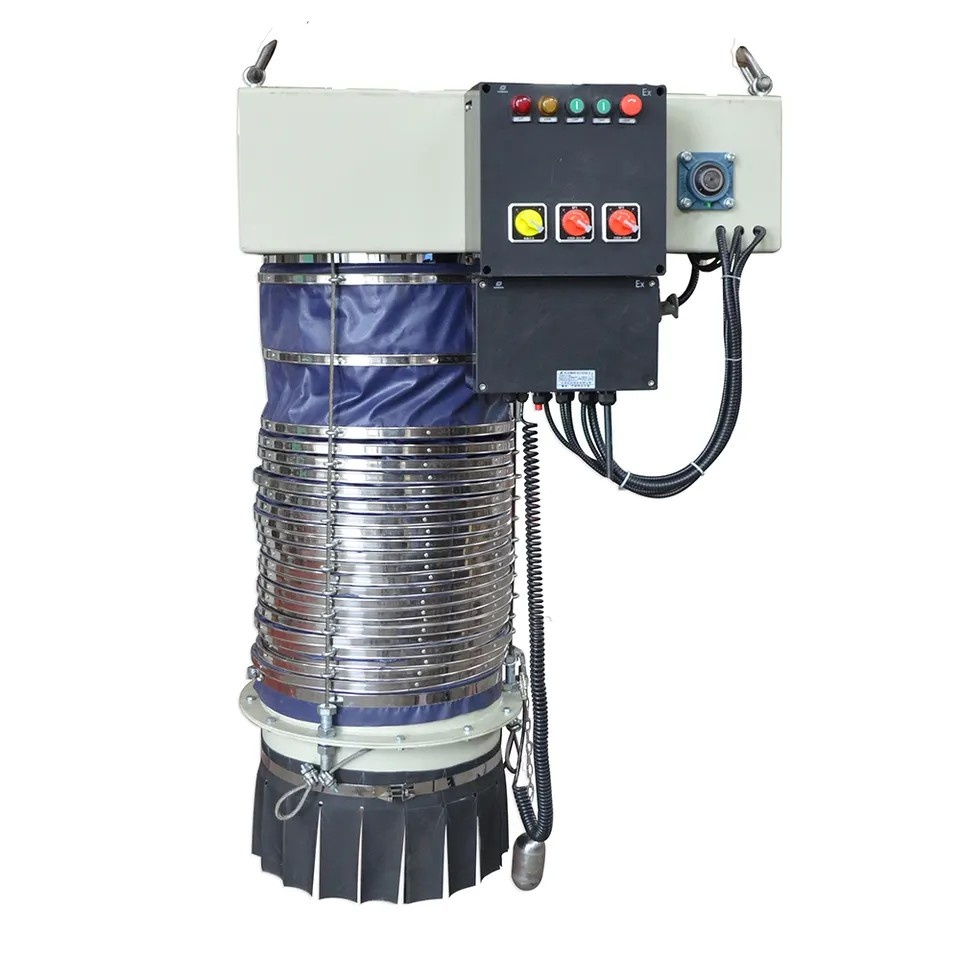 Eccentric hopper with polymer liner and vibratory breaker for anti-arching