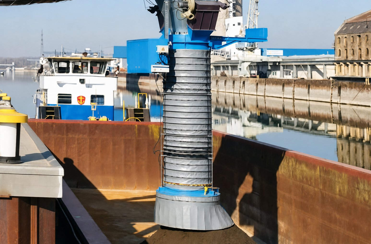 Bag filter and dry fog dust suppression system for ship loader
